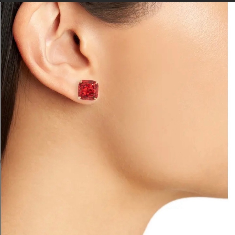 Kate Spade Small Glitter pink/red studs - Picture 7 of 7